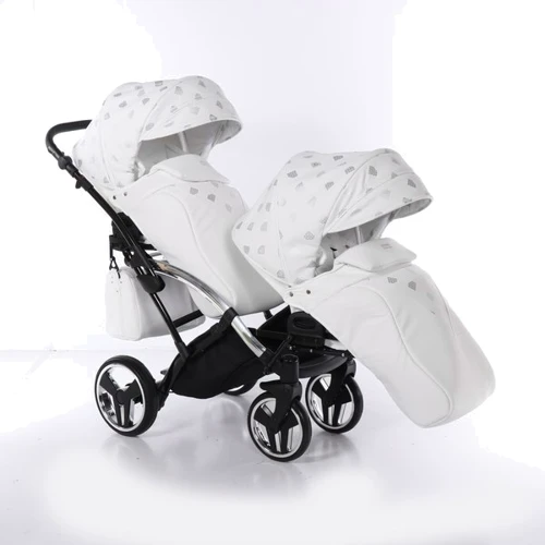Универсальная коляска для двойни 2 в 1 Junama Glow Duo Slim 03, белый с серебристым (J-G-DUOs-03): Возможность установки люльки есть