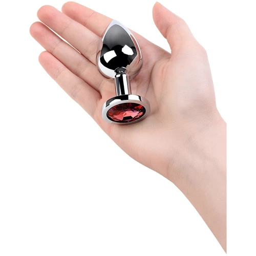 Анальная пробка с кристаллом Metal By Toyfa Silver Anal Plug Ruby