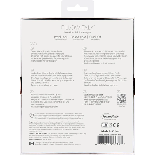 Роскошный вибратор PILLOW TALK - Racy Teal с кристаллом Сваровски