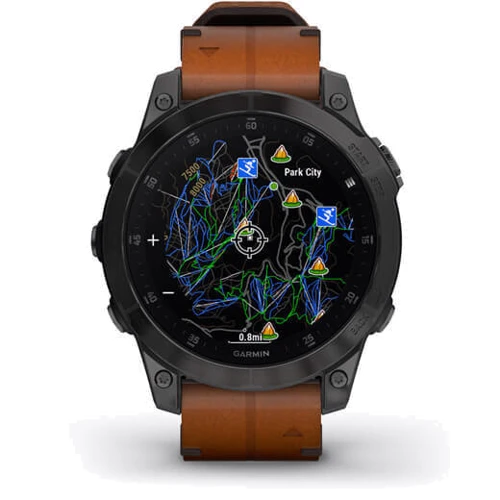 Смарт-часы Garmin Epix (Gen 2) Sapphire Black Titanium with Chestnut Leather Band (010-02582-30) фото 9