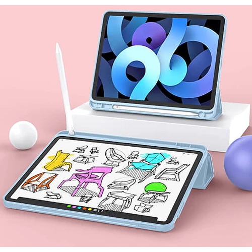 Аксессуар для iPad BeCover Tri Fold Soft TPU with Pencil mount Light Blue for iPad Air (2020-2025) (711403): Особенности Складывается в подставку, отделение для стилуса, Приятен на ощупь, Надежная защита от царапин и загрязнений, Стильный внешний вид, Стильный дизайн, Удобно держать в руке, режим автопробуждения/сна