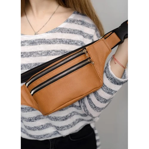 Жіноча поясна сумка Sambag Tirso коричнева (81333121w): Фактура Матовая, Гладкая