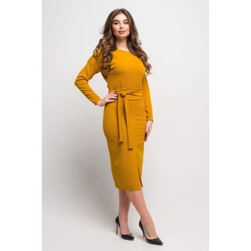 Платье FLFashion Дейзи МПД 1711 44 желтое повседневное удлиненное миди