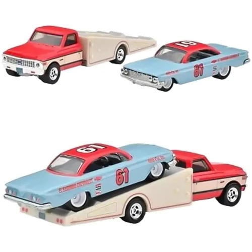 Коллекционная модель машинки Hot Wheels Car Culture 1961 Impala и 1972 Chevy Ramp Truck (FLF56/HKF40)