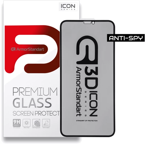 Захисне скло для iPhone Armorstandart Tempered Glass Anti-spy Black for iPhone 12 Pro Max (ARM57575)