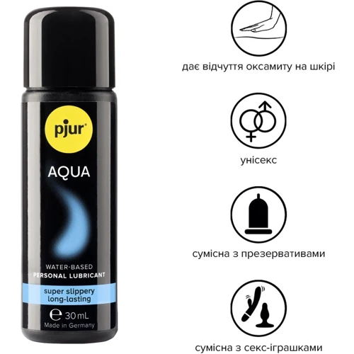 Лубрикант на водной основе pjur Aqua 30 мл, эффект бархатистой кожи без прилипания