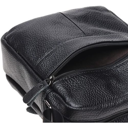 Мужская сумка планшет Borsa Leather черная (K11030-black): Тип ручки Плечевой ремень, Без ручки