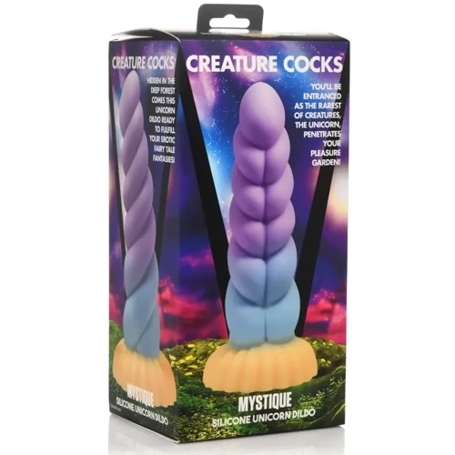 Фантазійний фалоімітатор у формі рогу Однорога Creature Cocks Mystique Silicone Unicorn Dildo