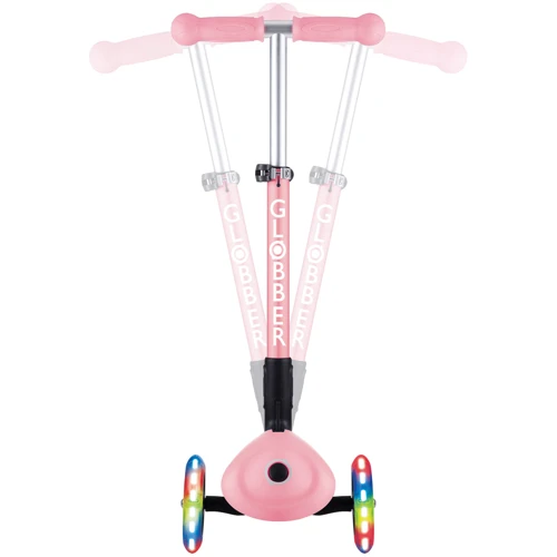 Самокат GLOBBER серии JUNIOR FOLDABLE LIGHTS пастельно-розовый с цветами (433-210): Конструкция рамы складная