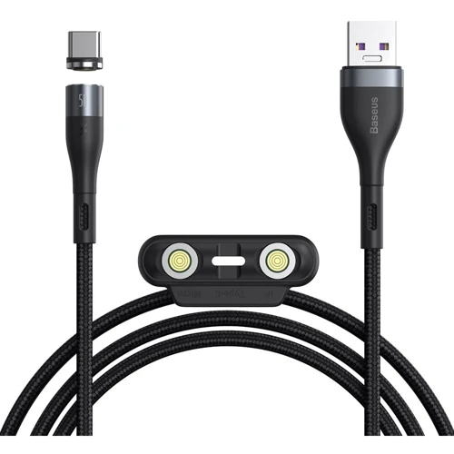 Кабель Baseus USB Cable to Lightning/microUSB/USB-C Zinc Magnetic Safe Fast Charging Data 1m Black/Gray (CA1T3-BG1)