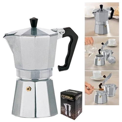 Кофеварка гейзерная Stenson Retro 3 чашки 150 мл (MH-5173-3): Цвет нержавеющая сталь