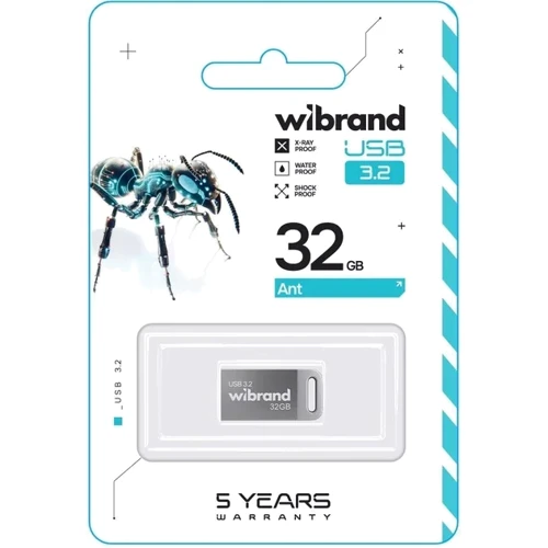 USB-флешка Wibrand 32GB Ant USB 3.2 Gen1 Silver (WI3.2/AN32M4S): Стандарт USB USB 3.2