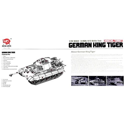 Танк на радіокеруванні 1:16 Heng Long King Tiger Henschel з пневмогарматою та та/до боєм фото 3