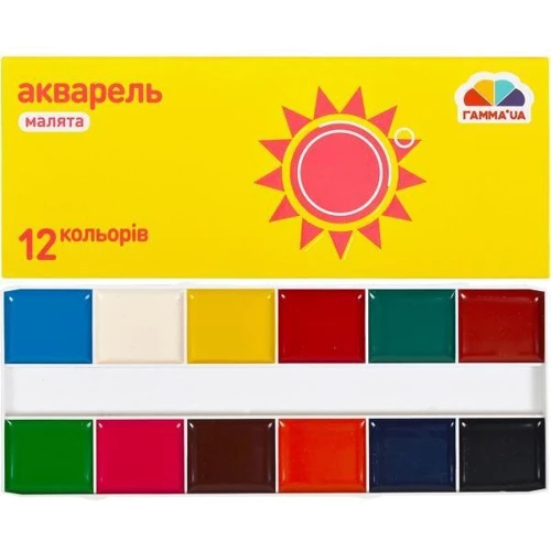 Акварель Гамма UA Малыши картон 12 цветов (100102)