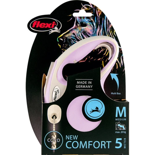 Поводок-рулетка Flexi New Comfort M до 20 кг 5 м сиреневый (4000498042908): Тип шнура Трос