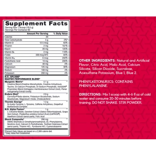 BSN N.O.-Xplode 3.0 1,1 кг - blue raspberry: Тип Комплекс до тренування