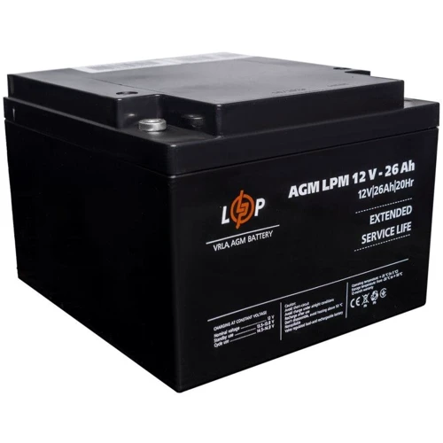Аккумуляторная батарея LogicPower LPM 12V 26Ah под болт М5, AGM (22883): Емкость, Ач 26