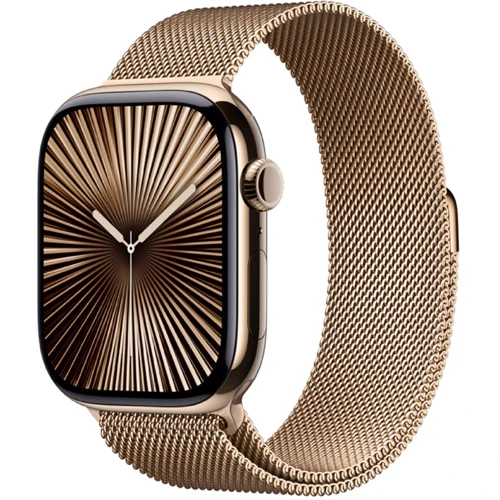 

Apple Watch Series 10 46mm Gps + Cellular Gold Titanium Case with Gold Milanese Loop - S/M (MC7T4)