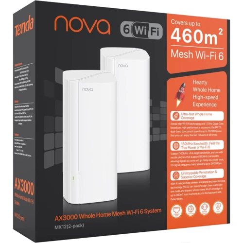 Маршрутизатор Wi-Fi Tenda MX12 2-pack (MX12-KIT-2): Тип антени внутренняя