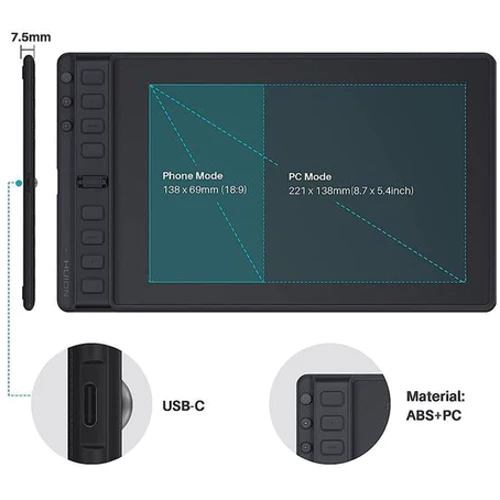 Графический планшет Huion Inspiroy 2 S (H641P) + перчатка: Разрешение 5080 lpi