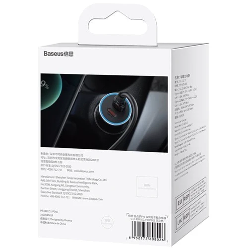 Зарядний пристрій Baseus Car Charger 2xUSB-C Golden Contactor 40W Dark Grey (CGJP000013) фото 5
