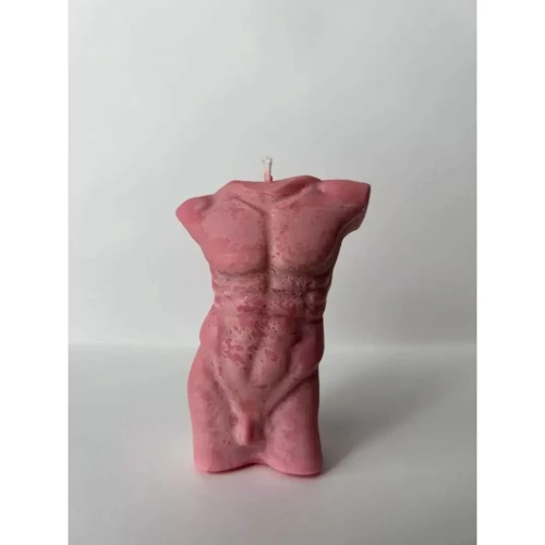 Свеча в виде торса мужчины Glowing fire, 10х5 см (телесный)