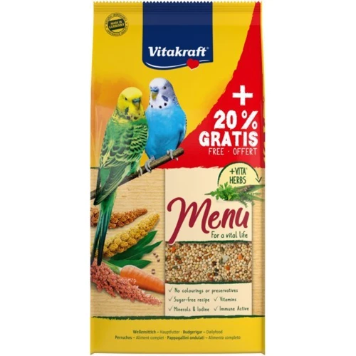 Повседневный корм Vitakraft Menu для волнистых попугаев 1кг+20% (4008239266743)