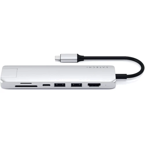 Адаптер Satechi Adapter USB-C to 2xUSB3.0+HDMI+USB-C+RJ45+SD Silver (ST-UCSMA3S): Інтерфейс підключення USB-C