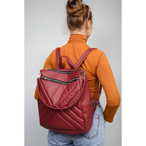 Женский рюкзак Sambag Trinity 0SS бордовый (28313005): Фактура Гладкая, Матовая, Стеганая