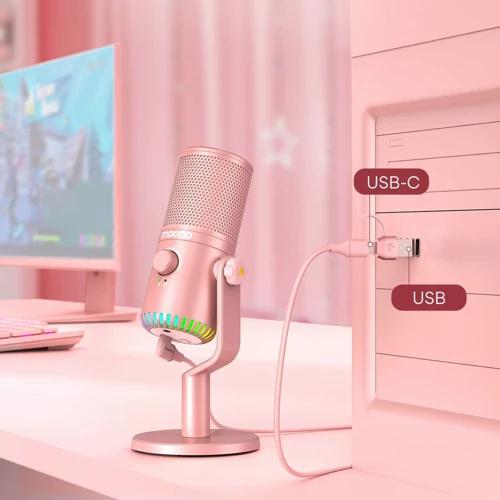 Мікрофон для геймерів Maono DM30 Pink (23-03-10-03): Роз'єм USB