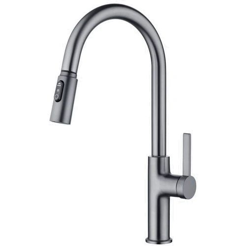 Смеситель для кухни Lefton Copper Kitchen Pull-Down Faucet with 3 Water Outlet Modes-KF2202 Grey