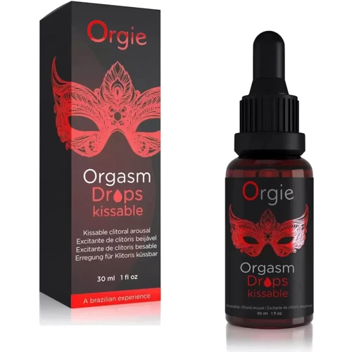 Возбуждающие капли для клитора Orgie Orgasm Drops Kissable, 30 мл, тепло-холод, вкус яблока