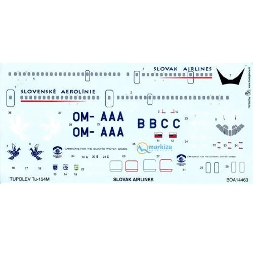 Декаль Boa Decals для самолета Ту-154 М, словенские авиалинии BOA-14463: Производитель Boa Decals