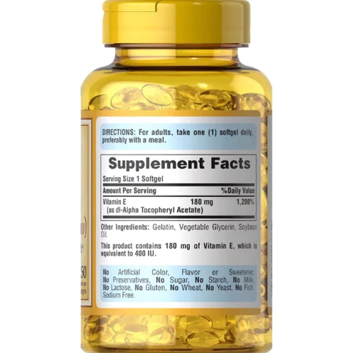 Puritans Pride Vitamin E 400 IU Витамин E 250 гелевых капсул: Тип Витамин E