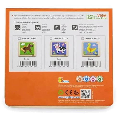 Дерев'яний міні-пазл Viga Toys Конячка, 4 ел. (51312): Тип пазл