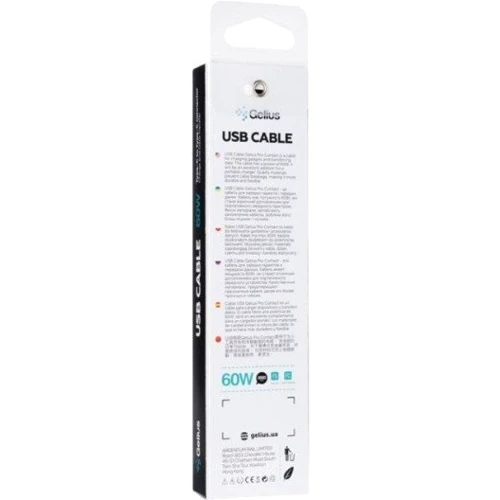Кабель Gelius Cable USB-C to USB-C Control 60W 2m White (GP-UC112): Тип USB-C - USB-C