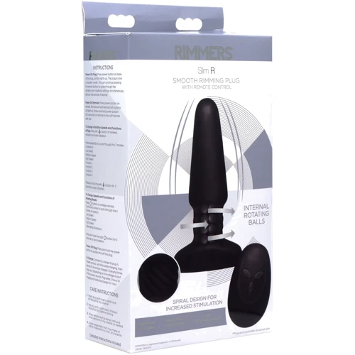 Анальная пробка с вибрацией Rimmers Slim R Smooth Rimming Plug With Remote (черный)