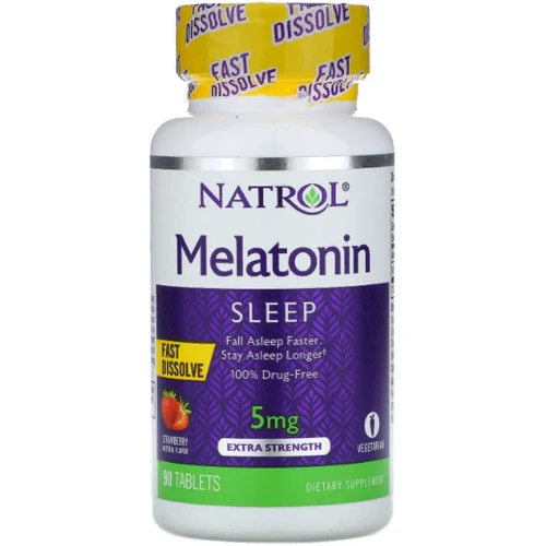 Natrol Melatonin, Fast Dissolve, Extra Strength, Strawberry, 5 mg, 90 Tablets (NTL-05865)