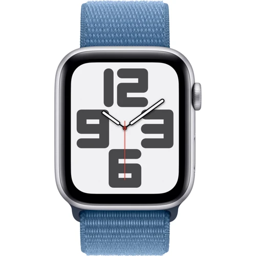 Apple Watch SE 2 2023 44mm GPS Silver Aluminum Case with Winter Blue Sport Loop (MREF3) UA: Материал плетеный нейлон голубого цвета