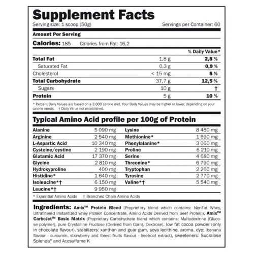 Гейнер Amix CarboJet Basic 3000 g /60 servings/Banana
