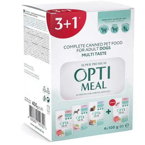 Влажный корм Optimeal Adult Dogs Multi Taste №5 для собак (3+1) 0.4 кг (4820269140790)