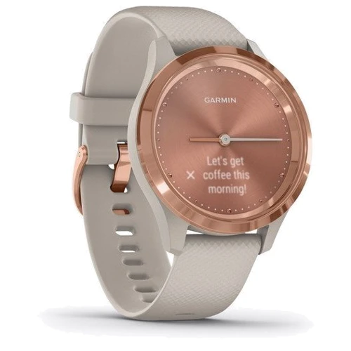 Смарт-годинник Garmin Vivomove 3s Rose Gold Stainless Steel Bezel w. Light Sand and Silicone B. (010-02238-02): Фітнес-функції Швидкість руху, крокомір, пульсометр, Підрахунок калорій, Альтиметр