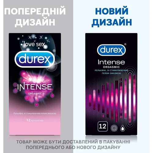 Акционный набор для влюбленных Durex Презервативы латексные со смазкой Intense Orgasmic № 12 + Интимный гель-смазка, INTENSE ORGASMIC 10 ml