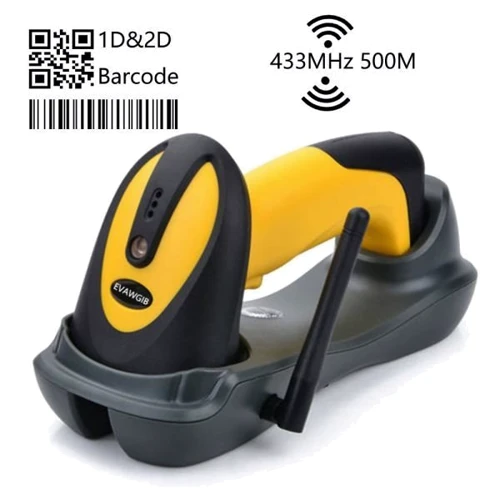  Сканер штрих-кодов UKRMARK EV-W2503 2D, 433MHz, USB, IP64, stand, black/yellow (900769): Система считывания Лазерная