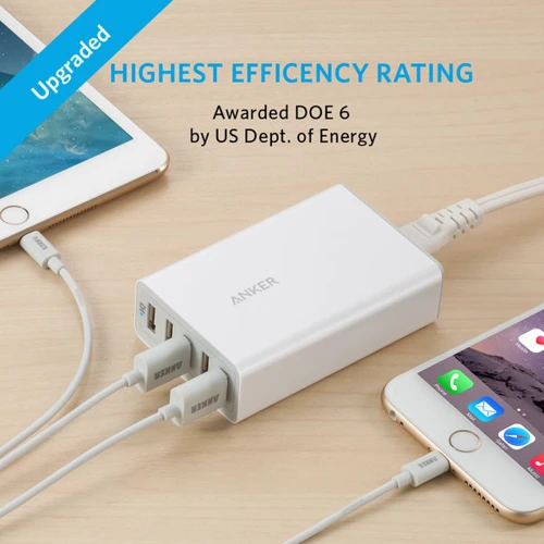 Зарядное устройство ANKER USB Wall Charger PowerPort 5 40W 5xUSB Power IQ V3 White (A2124L22) фото 6
