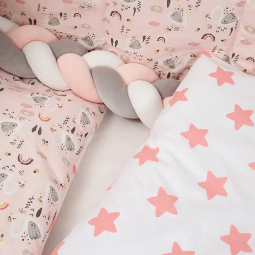 Постільний комплект Twins Rainbow 4073-TR-08 7 ел. білий/рожевий