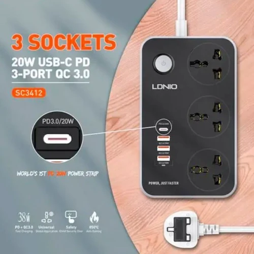 Мережевий фільтр LDNIO SC3412 Black/Grey: Призначений для Компьютерной и офисной техники