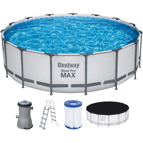 Бассейн Bestway каркасный 457-122 см (56438) (фильтр-насос, лестница, тент, в коробке, 62.5-116-38см) фото 1