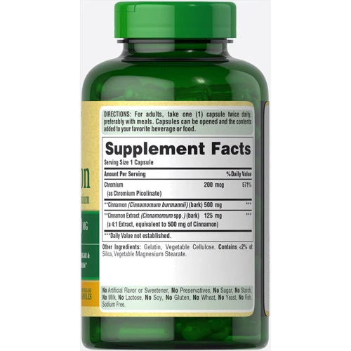 Puritan's Pride Cinnamon Complex with High Potency Chromium 1000 mg 60caps