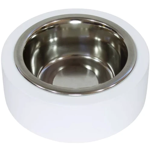 Миска Lucky Pet металлическая на деревянной подставке линейка Эстет 0.24л/11.5см белый (553171)